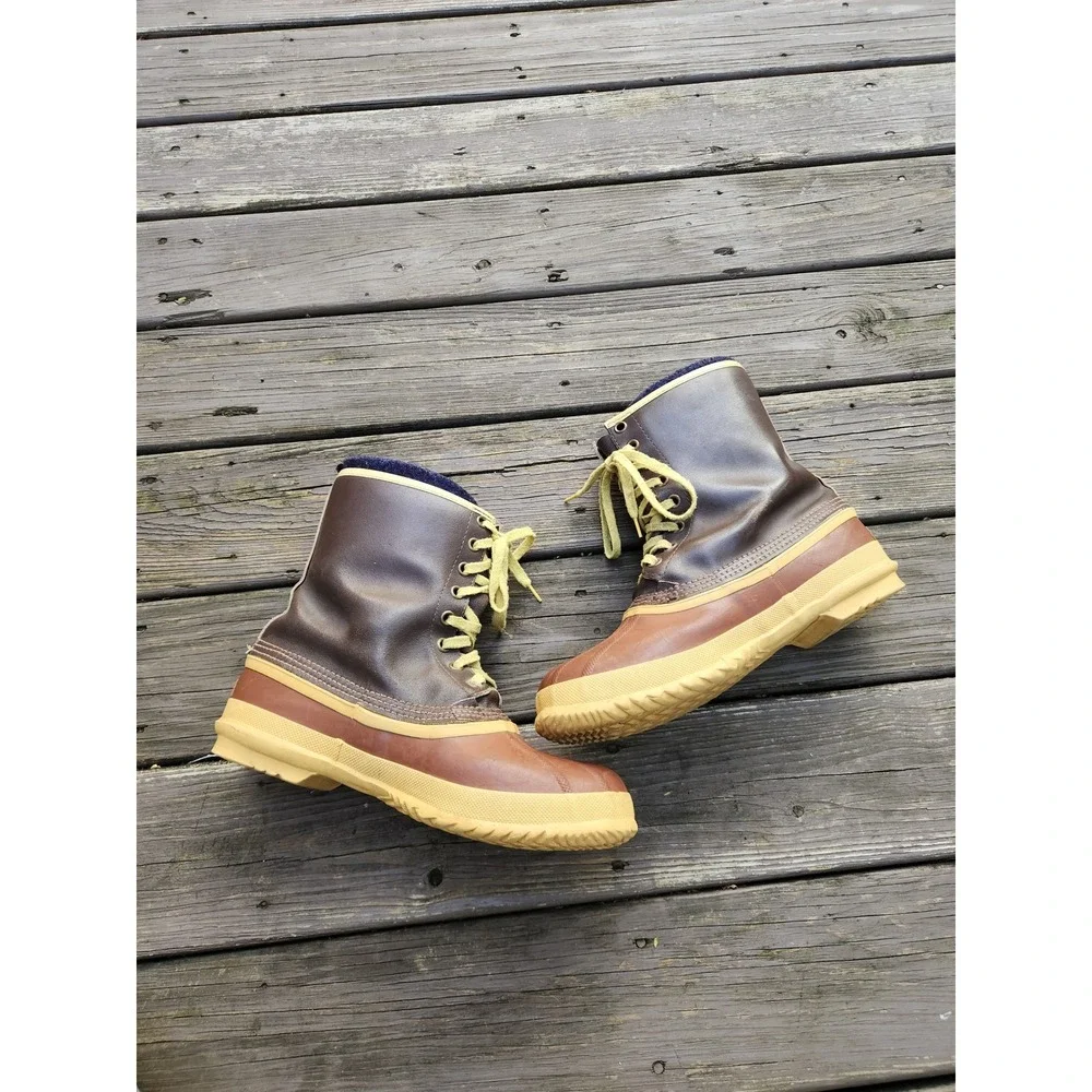 Sorel Arctic Pac‎ Winter Boots Brown Leather Rubber Duck Boots Canada Men 12